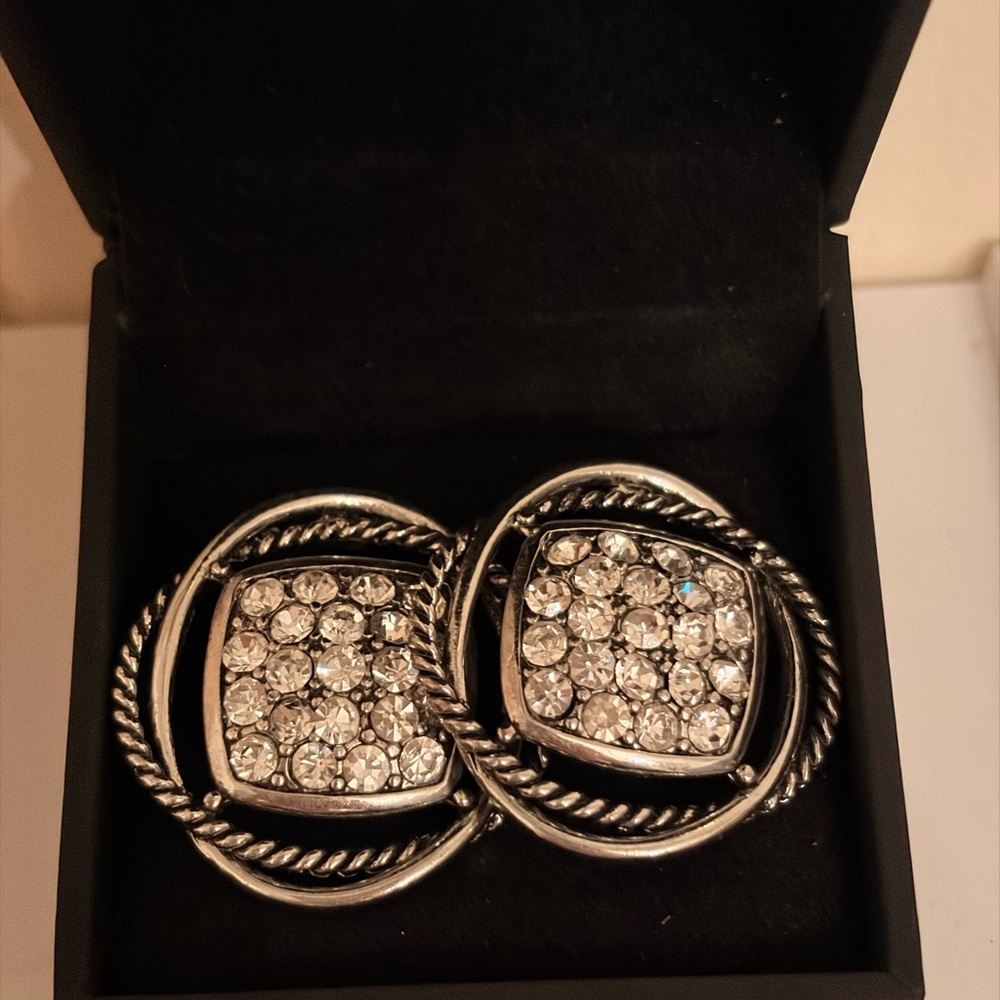 Silver Pavé Infinity Earrings | Vintage Yurman Designer Inspired | Elegant